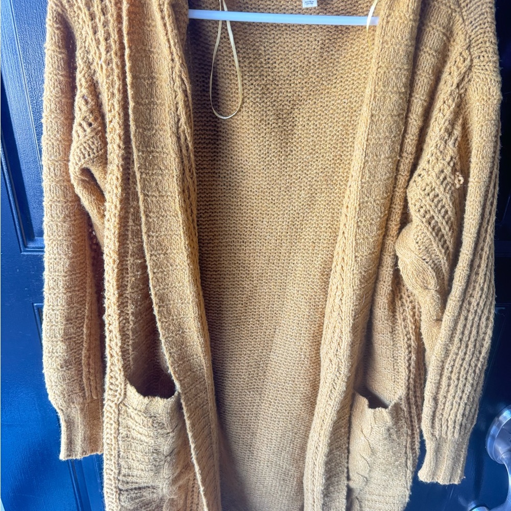 Cozy Mustard Knit Cardigan Sweater
